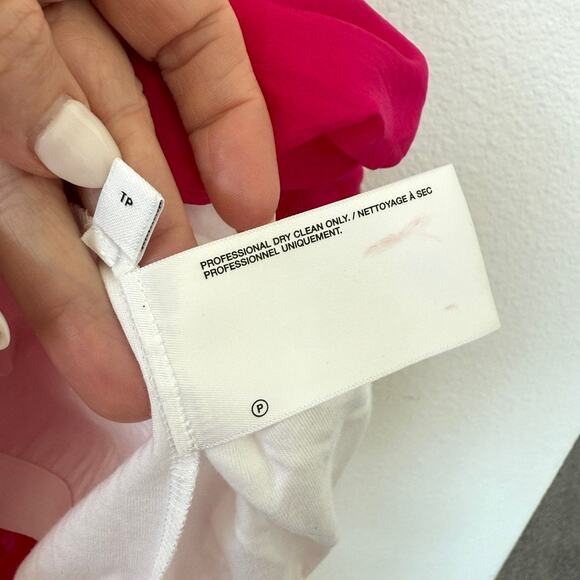 Helmut Lang Pink Draped Silk Mini Dress Asymmetrical Overlay Cotton Base XS - Picture 6 of 8